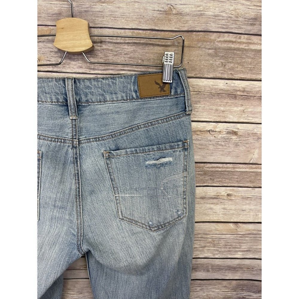 American Eagle Womens 0 Tomgirl Jeans Destroyed Boho Button Fly Denim Holes - Picture 9 of 11
